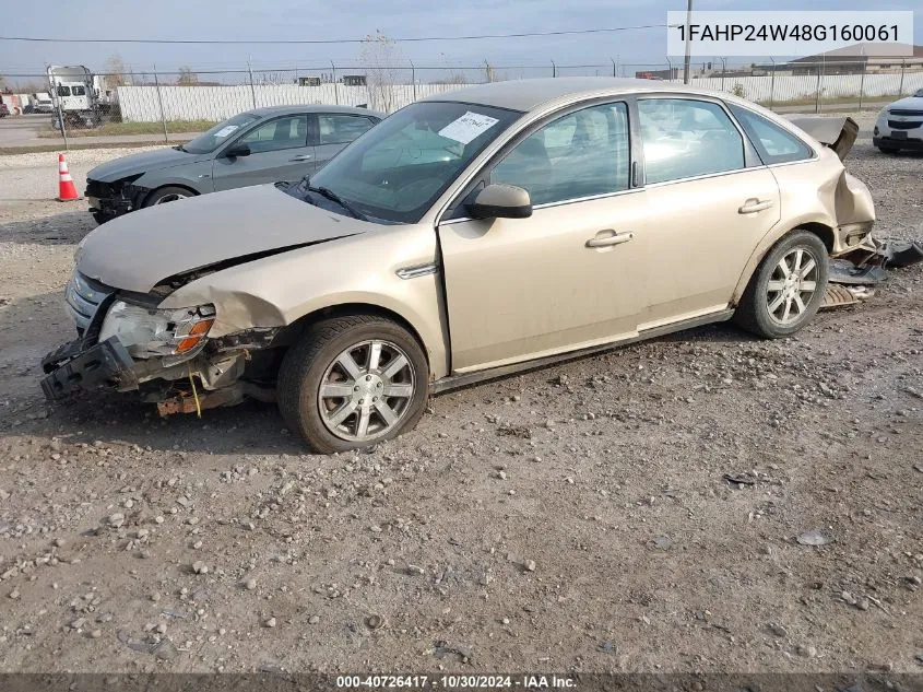 2008 Ford Taurus Sel VIN: 1FAHP24W48G160061 Lot: 40726417