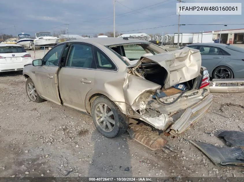 2008 Ford Taurus Sel VIN: 1FAHP24W48G160061 Lot: 40726417