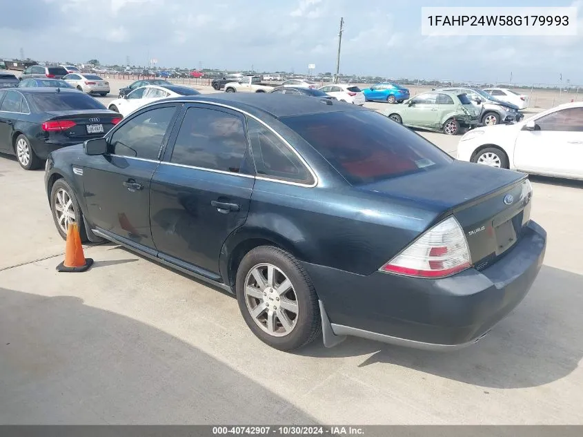 2008 Ford Taurus Sel VIN: 1FAHP24W58G179993 Lot: 40742907