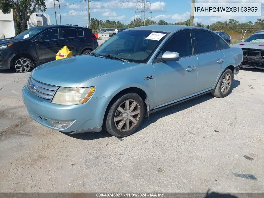 2008 Ford Taurus VIN: 1FAHP24W2XB163959 Lot: 40745027