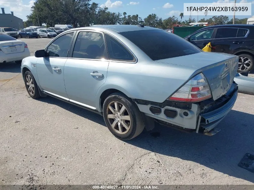 2008 Ford Taurus VIN: 1FAHP24W2XB163959 Lot: 40745027