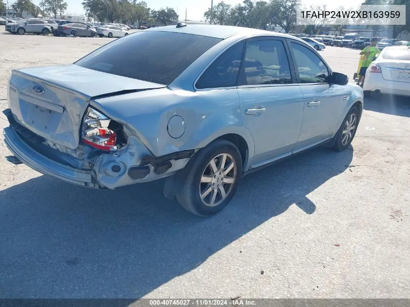 2008 Ford Taurus VIN: 1FAHP24W2XB163959 Lot: 40745027