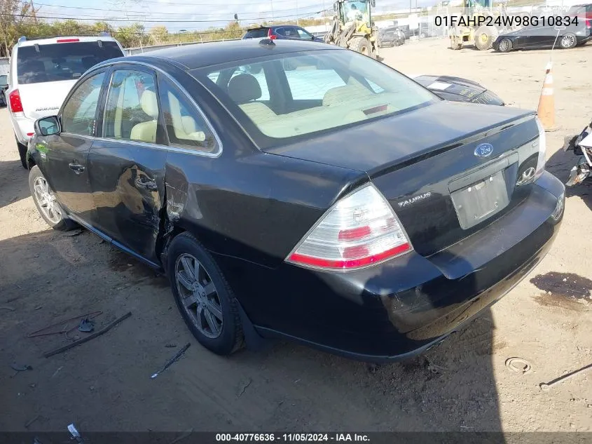 2008 Ford Taurus Sel VIN: 01FAHP24W98G10834 Lot: 40776636