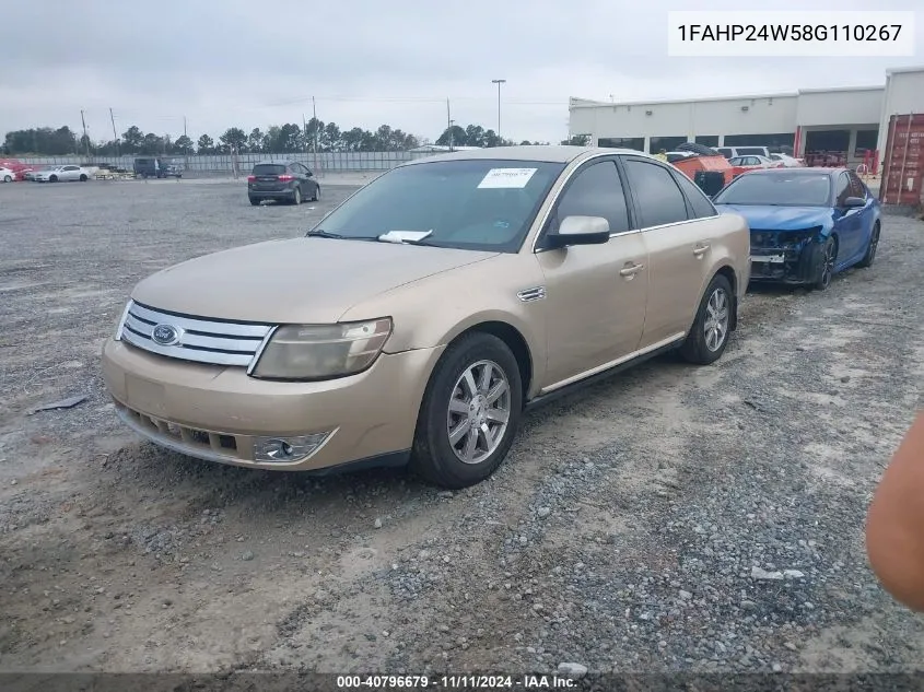 2008 Ford Taurus Sel VIN: 1FAHP24W58G110267 Lot: 40796679