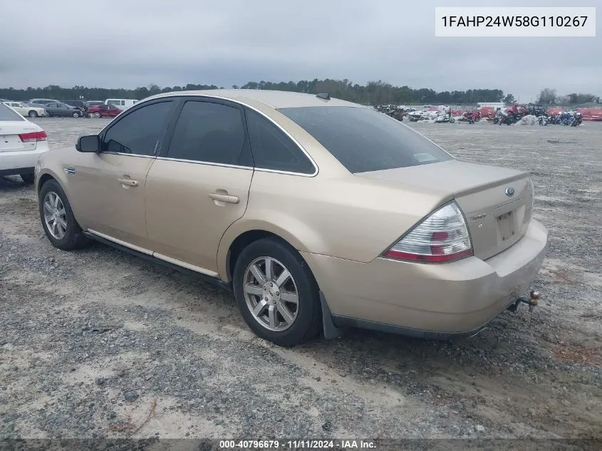 2008 Ford Taurus Sel VIN: 1FAHP24W58G110267 Lot: 40796679