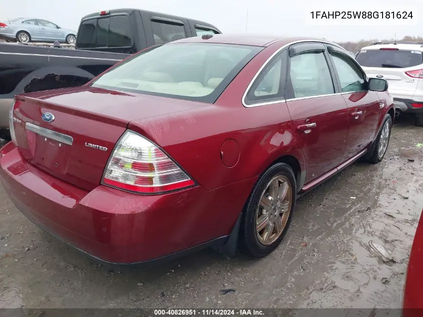 2008 Ford Taurus Limited VIN: 1FAHP25W88G181624 Lot: 40826951