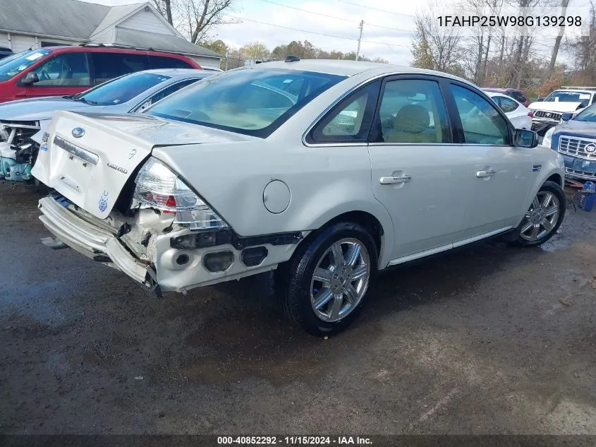 2008 Ford Taurus Limited VIN: 1FAHP25W98G139298 Lot: 40852292