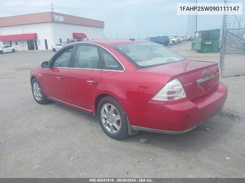 2009 Ford Taurus Limited VIN: 1FAHP25W09G111147 Lot: 40241619