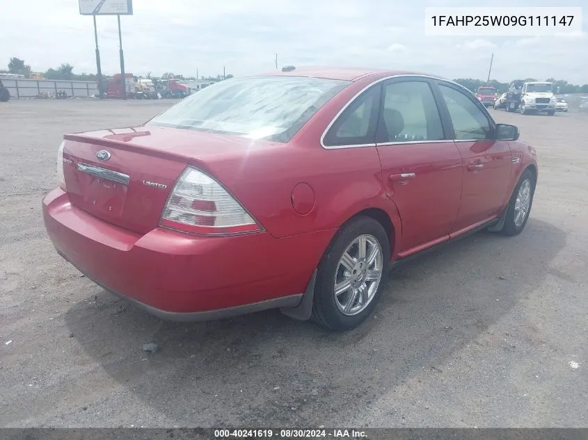 2009 Ford Taurus Limited VIN: 1FAHP25W09G111147 Lot: 40241619