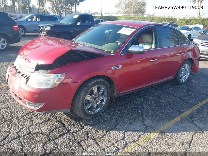 2009 Ford Taurus Limited VIN: 1FAHP25W49G119008 Lot: 40820649