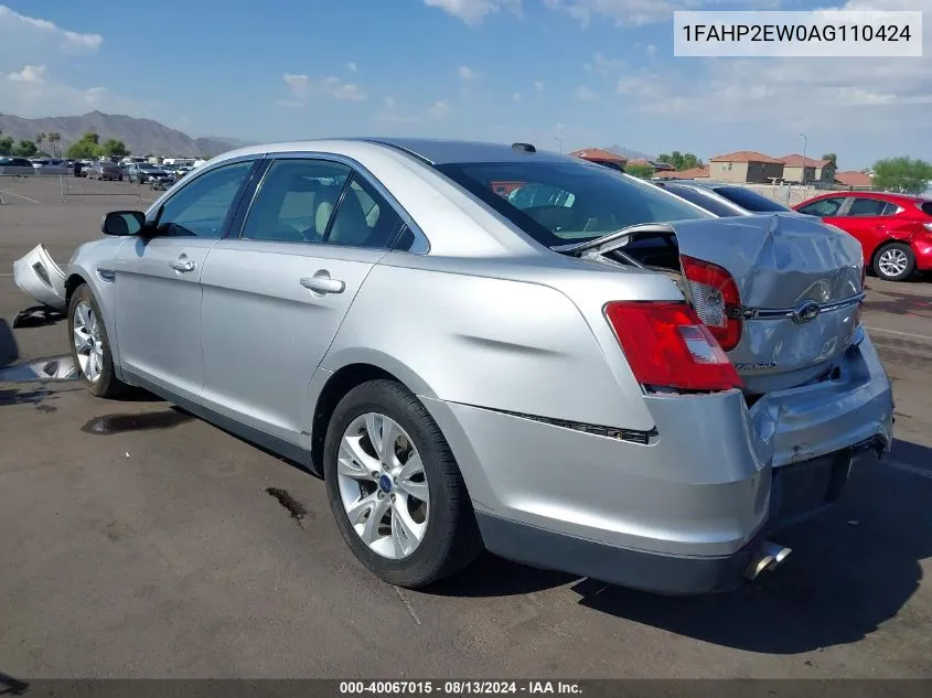 2010 Ford Taurus Sel VIN: 1FAHP2EW0AG110424 Lot: 40067015