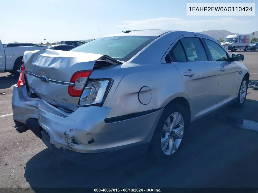 2010 Ford Taurus Sel VIN: 1FAHP2EW0AG110424 Lot: 40067015