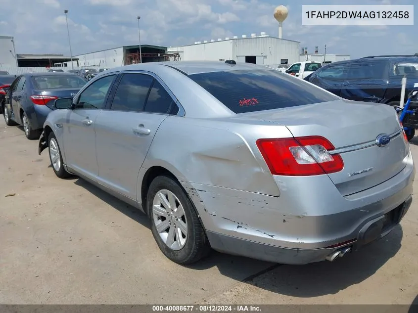 2010 Ford Taurus Se VIN: 1FAHP2DW4AG132458 Lot: 40088677