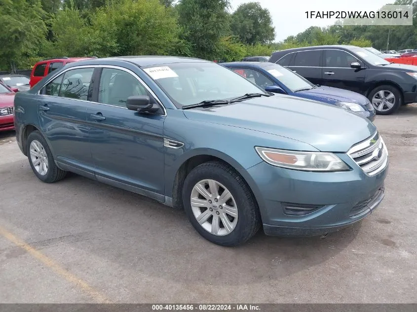 2010 Ford Taurus Se VIN: 1FAHP2DWXAG136014 Lot: 40135456