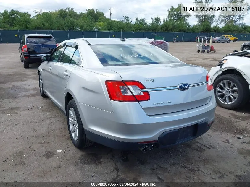 2010 Ford Taurus Se VIN: 1FAHP2DW2AG115187 Lot: 40267066