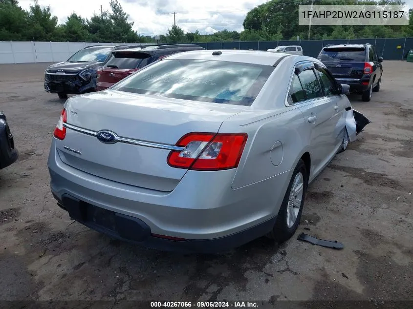 2010 Ford Taurus Se VIN: 1FAHP2DW2AG115187 Lot: 40267066