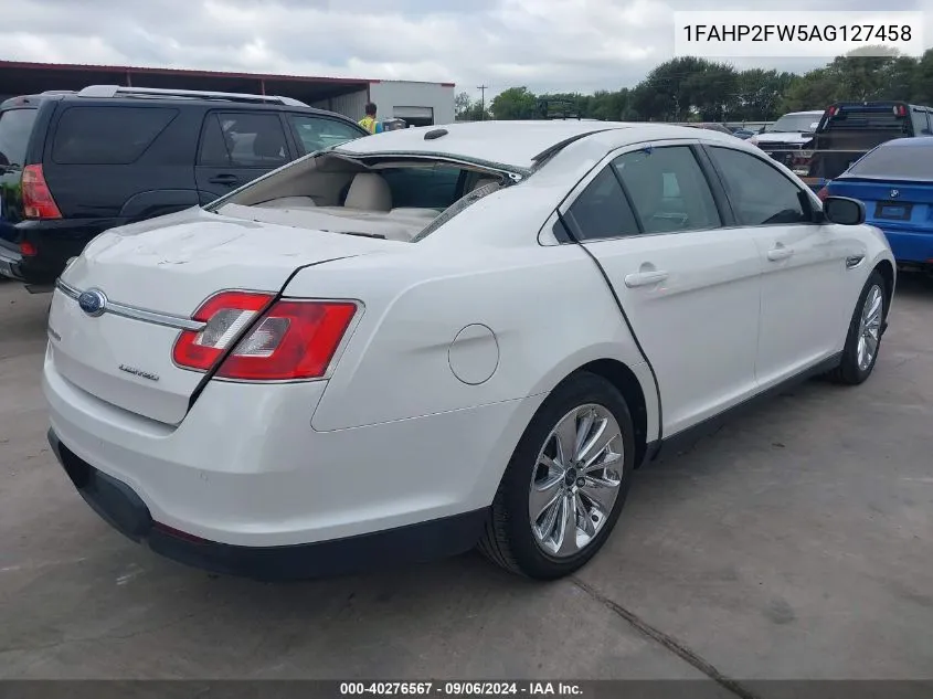 2010 Ford Taurus Limited VIN: 1FAHP2FW5AG127458 Lot: 40276567