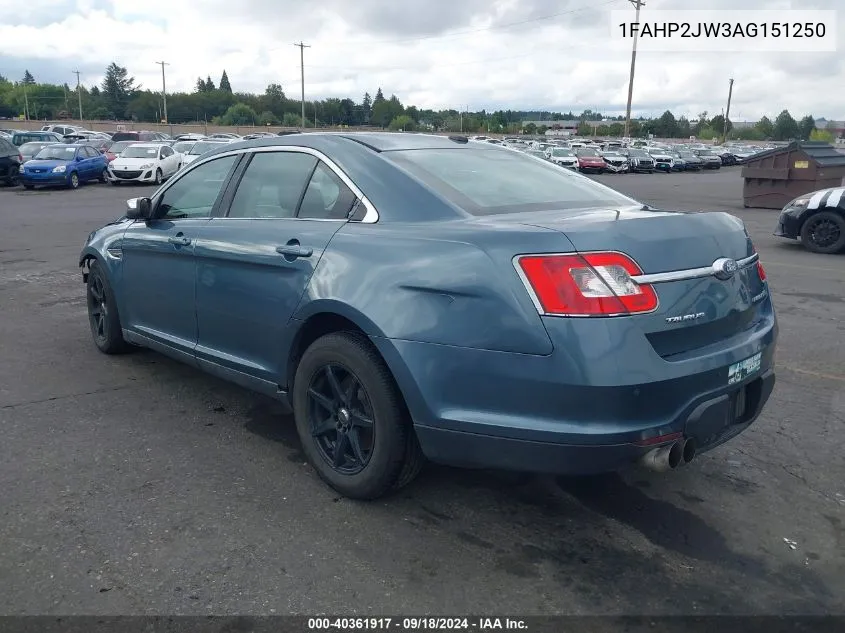 2010 Ford Taurus Limited VIN: 1FAHP2JW3AG151250 Lot: 40361917