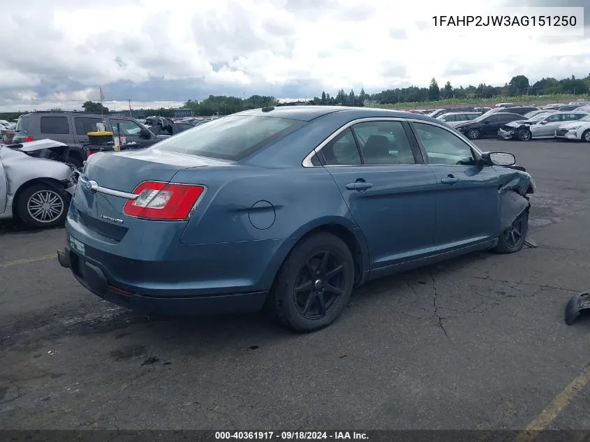 2010 Ford Taurus Limited VIN: 1FAHP2JW3AG151250 Lot: 40361917