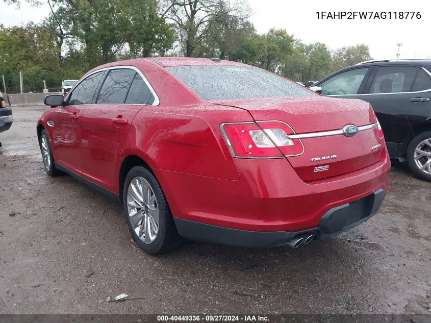 2010 Ford Taurus Limited VIN: 1FAHP2FW7AG118776 Lot: 40449336