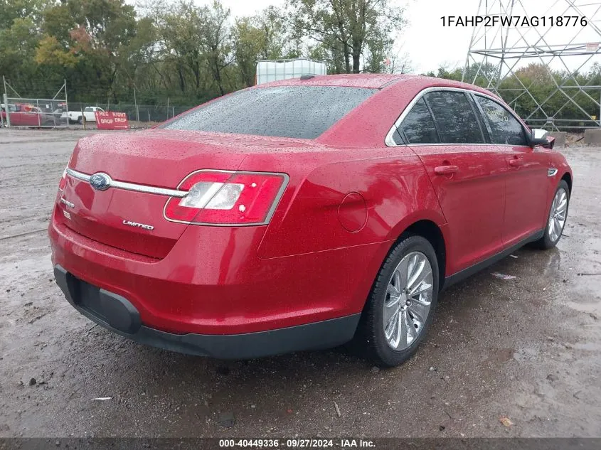 2010 Ford Taurus Limited VIN: 1FAHP2FW7AG118776 Lot: 40449336