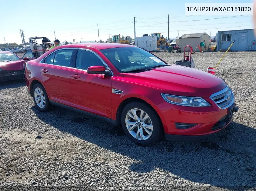 2010 Ford Taurus Sel VIN: 1FAHP2HWXAG151820 Lot: 40473678