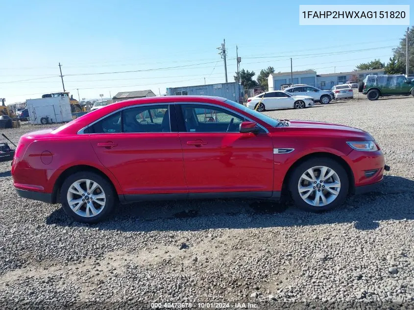 2010 Ford Taurus Sel VIN: 1FAHP2HWXAG151820 Lot: 40473678