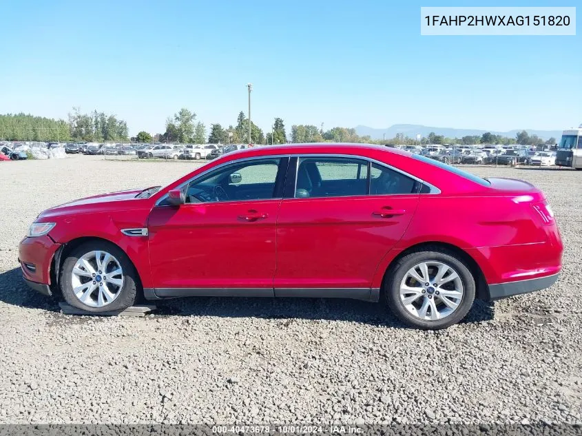 2010 Ford Taurus Sel VIN: 1FAHP2HWXAG151820 Lot: 40473678