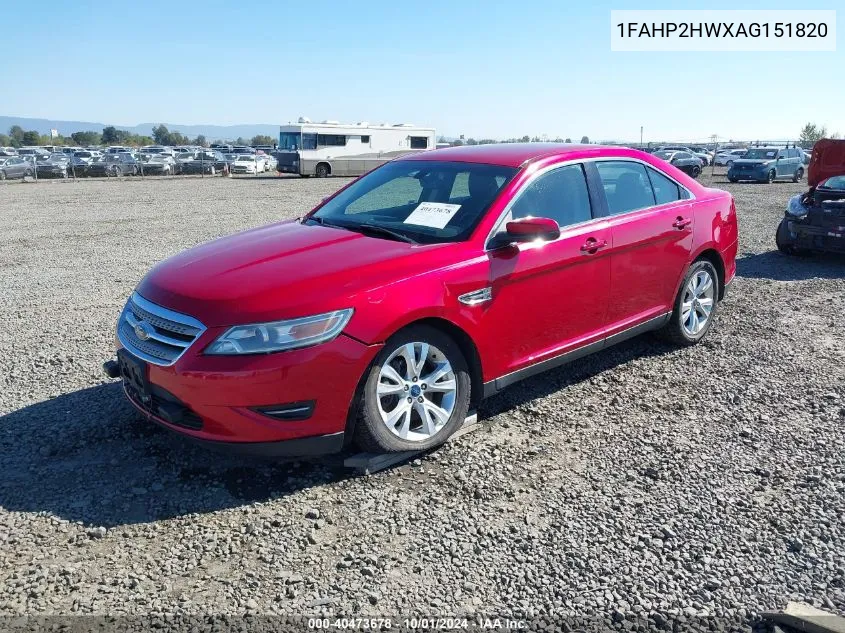 2010 Ford Taurus Sel VIN: 1FAHP2HWXAG151820 Lot: 40473678