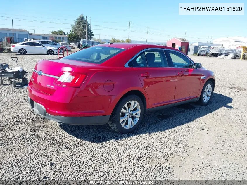 2010 Ford Taurus Sel VIN: 1FAHP2HWXAG151820 Lot: 40473678