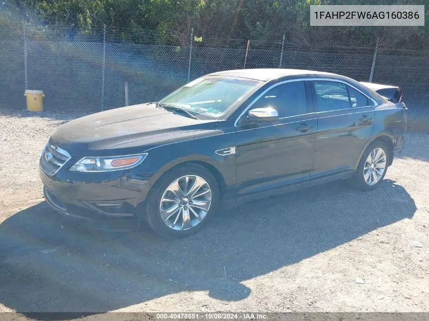 2010 Ford Taurus Limited VIN: 1FAHP2FW6AG160386 Lot: 40478851