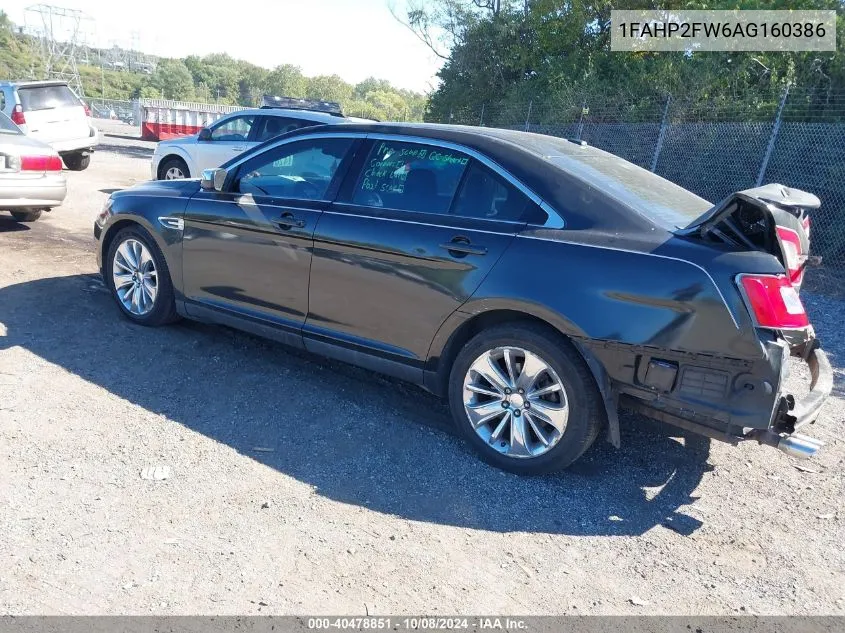 2010 Ford Taurus Limited VIN: 1FAHP2FW6AG160386 Lot: 40478851