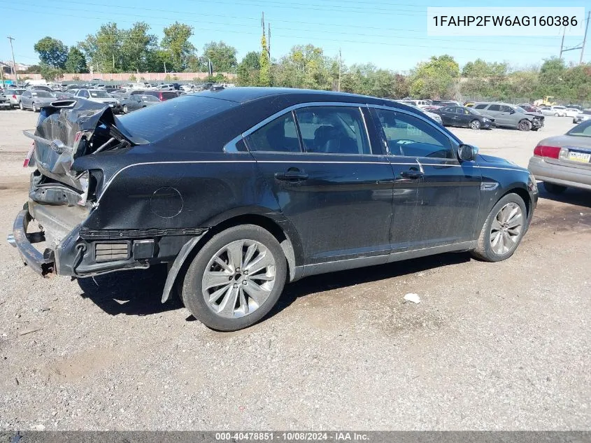 2010 Ford Taurus Limited VIN: 1FAHP2FW6AG160386 Lot: 40478851