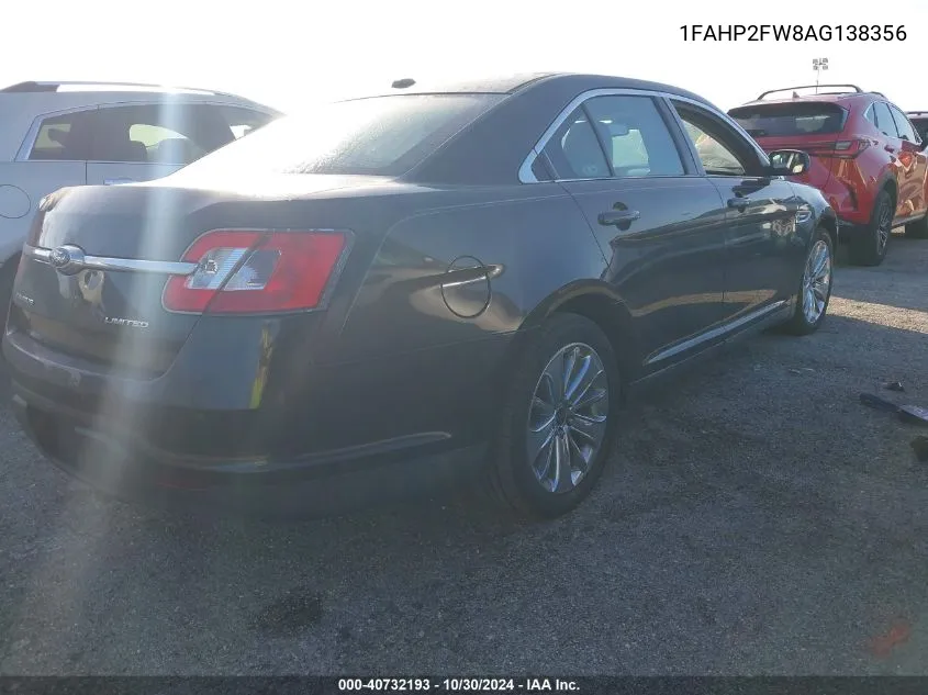 1FAHP2FW8AG138356 2010 Ford Taurus Limited