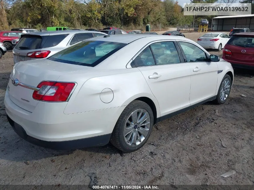 2010 Ford Taurus Limited VIN: 1FAHP2FW0AG139632 Lot: 40767471