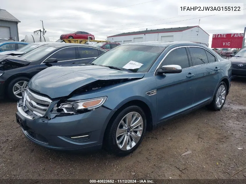 2010 Ford Taurus Limited VIN: 1FAHP2JW3AG155122 Lot: 40823652