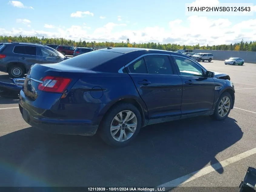 2011 Ford Taurus Sel VIN: 1FAHP2HW5BG124543 Lot: 12113939