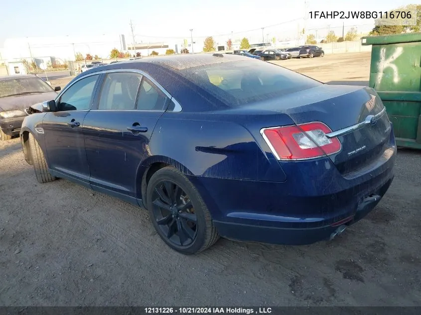 2011 Ford Taurus Limited VIN: 1FAHP2JW8BG116706 Lot: 12131226