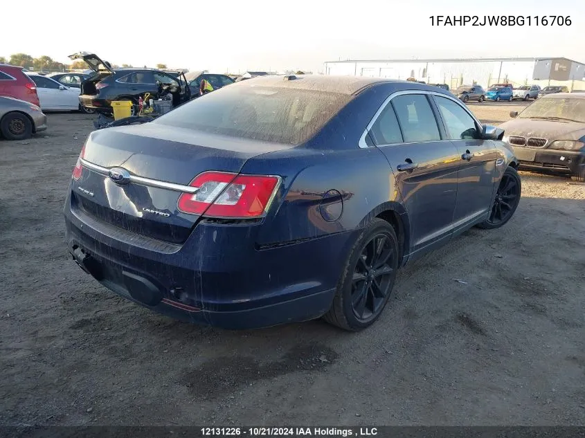 2011 Ford Taurus Limited VIN: 1FAHP2JW8BG116706 Lot: 12131226