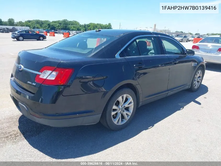 2011 Ford Taurus Sel VIN: 1FAHP2HW7BG139416 Lot: 39626616