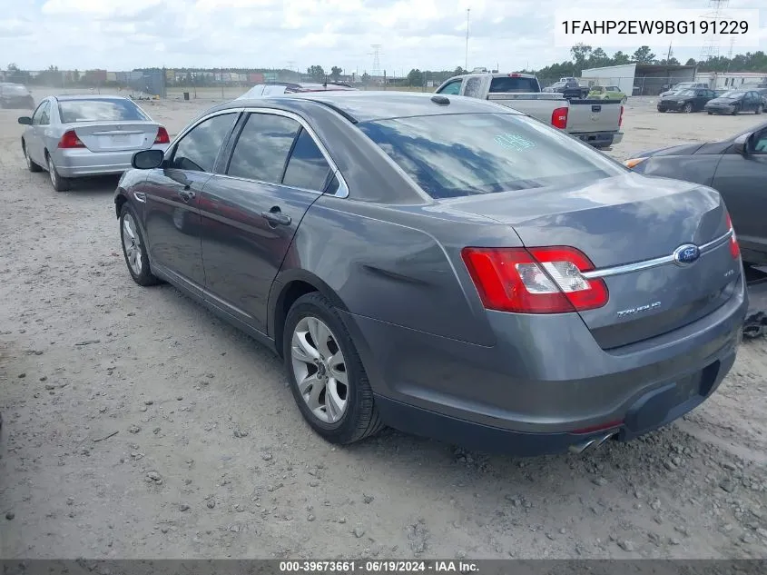 2011 Ford Taurus Sel VIN: 1FAHP2EW9BG191229 Lot: 39673661