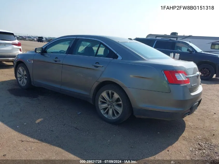 2011 Ford Taurus Limited VIN: 1FAHP2FW8BG151318 Lot: 39821725