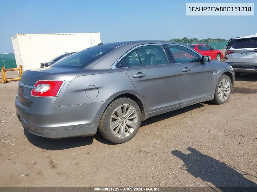 2011 Ford Taurus Limited VIN: 1FAHP2FW8BG151318 Lot: 39821725