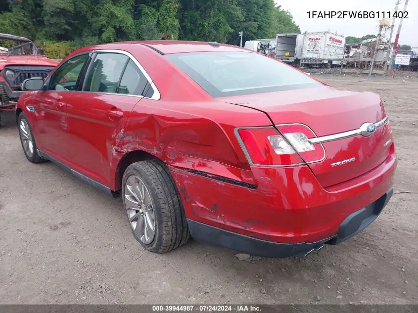 2011 Ford Taurus Limited VIN: 1FAHP2FW6BG111402 Lot: 39944987