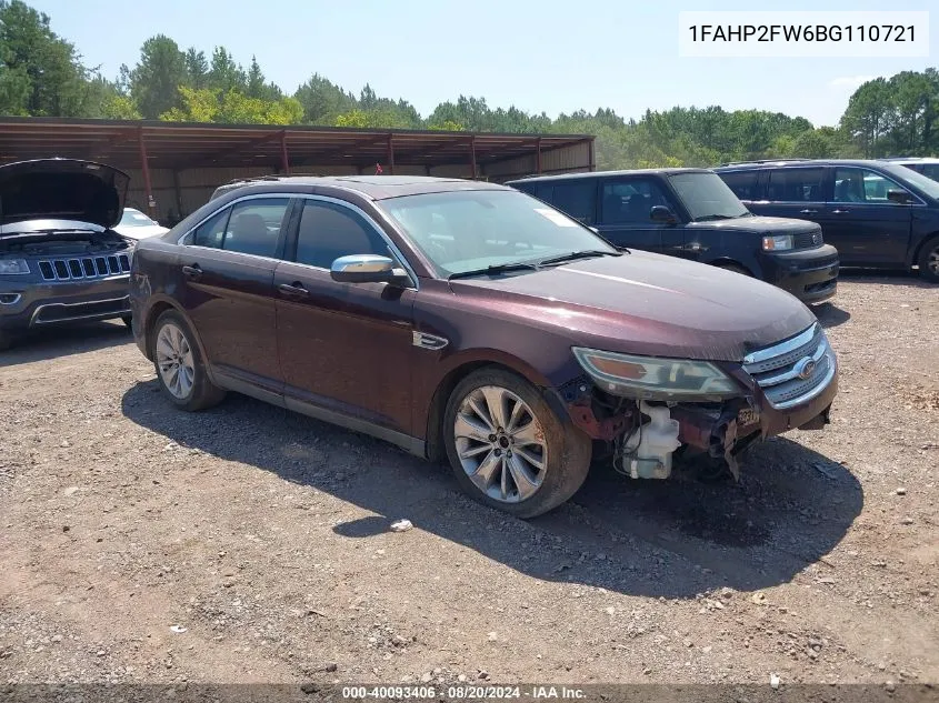 2011 Ford Taurus Limited VIN: 1FAHP2FW6BG110721 Lot: 40093406