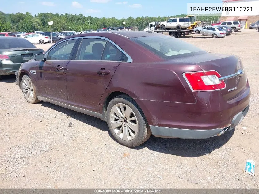 2011 Ford Taurus Limited VIN: 1FAHP2FW6BG110721 Lot: 40093406