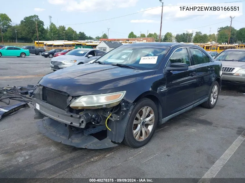 2011 Ford Taurus Sel VIN: 1FAHP2EWXBG166551 Lot: 40278375