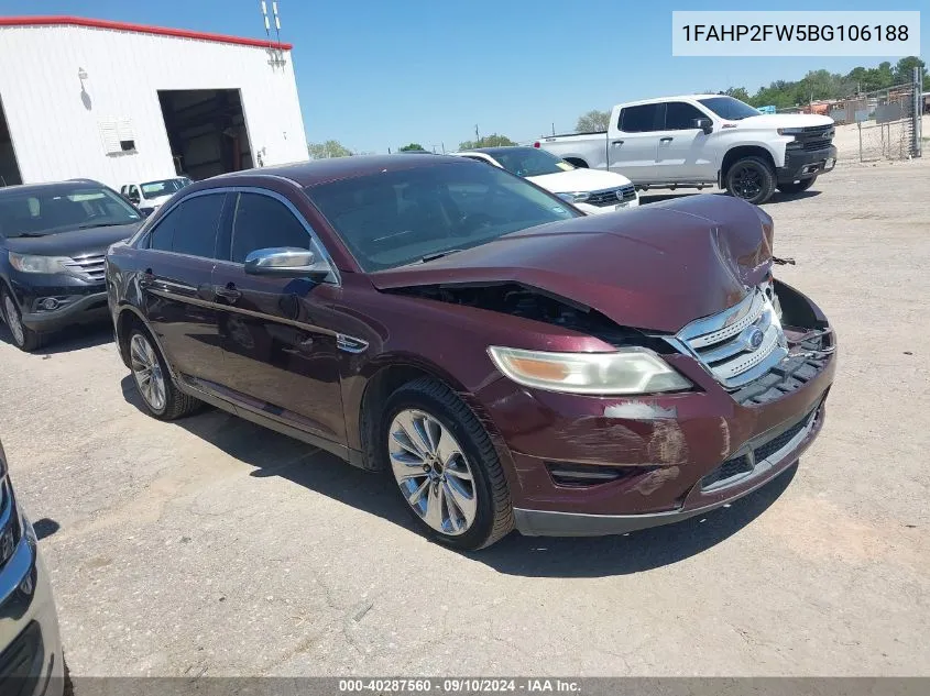 2011 Ford Taurus Limited VIN: 1FAHP2FW5BG106188 Lot: 40287560