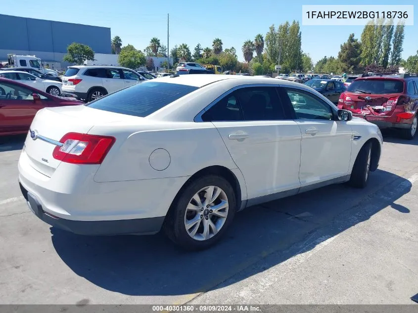 2011 Ford Taurus Sel VIN: 1FAHP2EW2BG118736 Lot: 40301360