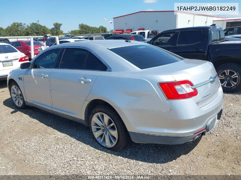 2011 Ford Taurus Limited VIN: 1FAHP2JW6BG182249 Lot: 40317424